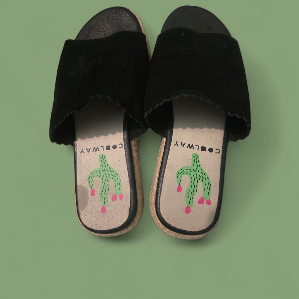 Coolway Black Slide Sandals